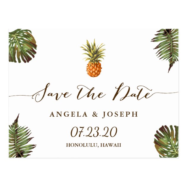 Destination Save The Date | Tropical Pineapple Postcard