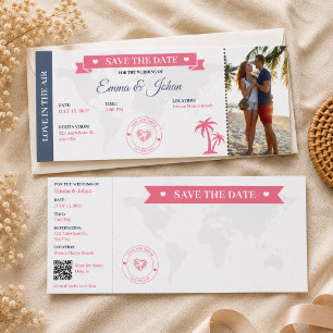 Destination Save the Date Wedding Palm Tree Pink  Raffle Tickets