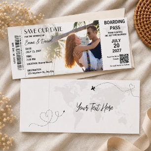 Destination Save the Date Wedding Plane Raffle Tickets