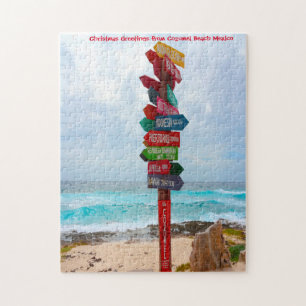 Destination Sign Post Cozumel Beach Mexico. Jigsaw Puzzle