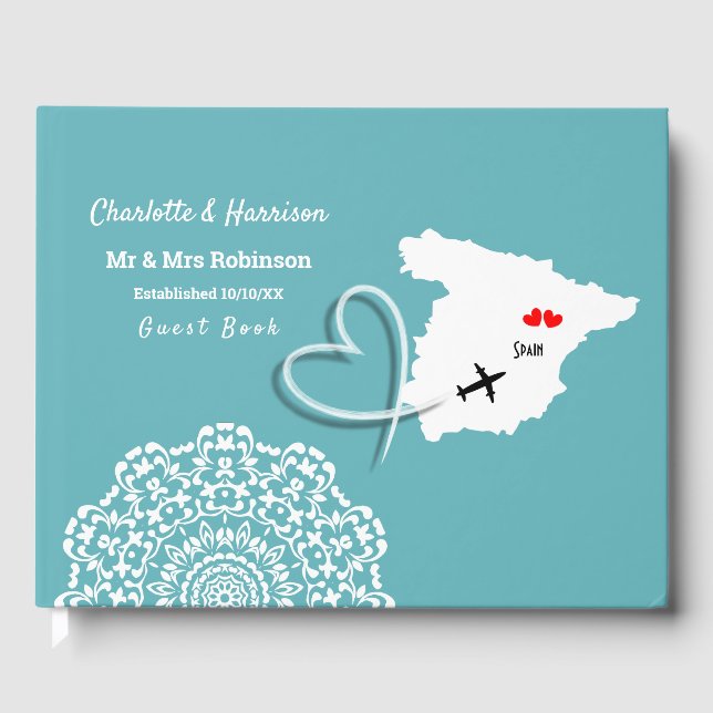 Destination Spanish Mainland Wedding Guest Book (Front)