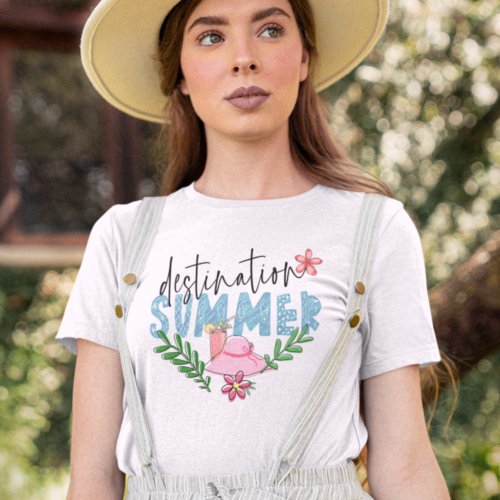 Destination Summer Cocktail Hat Typography T_Shirt