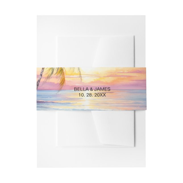 Destination Sunset Beach Wedding  Invitation Belly Band (Front Example)