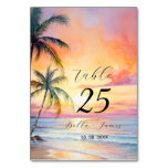 Destination Sunset Beach Wedding  Table Number at Zazzle