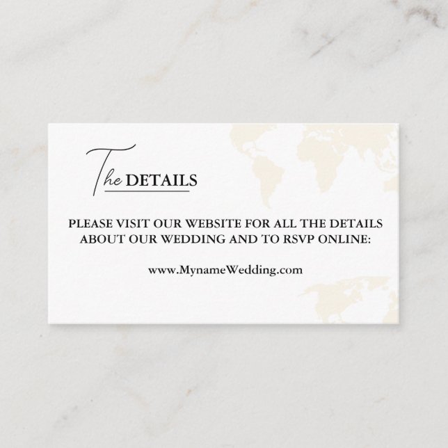 Destination Travel Theme wedding Details Card (Front)