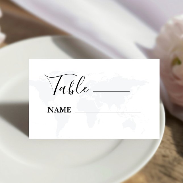 Destination travel theme wedding table place card (Creator Uploaded)
