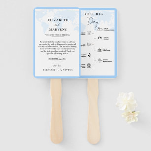 Destination Travel wedding day Events Timeline Hand Fan