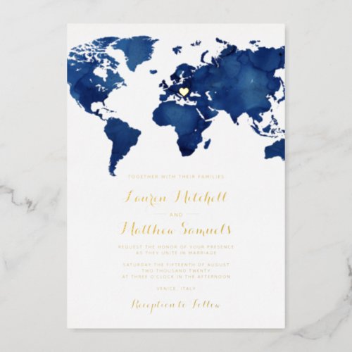 Destination Travel Wedding Foil Invitation