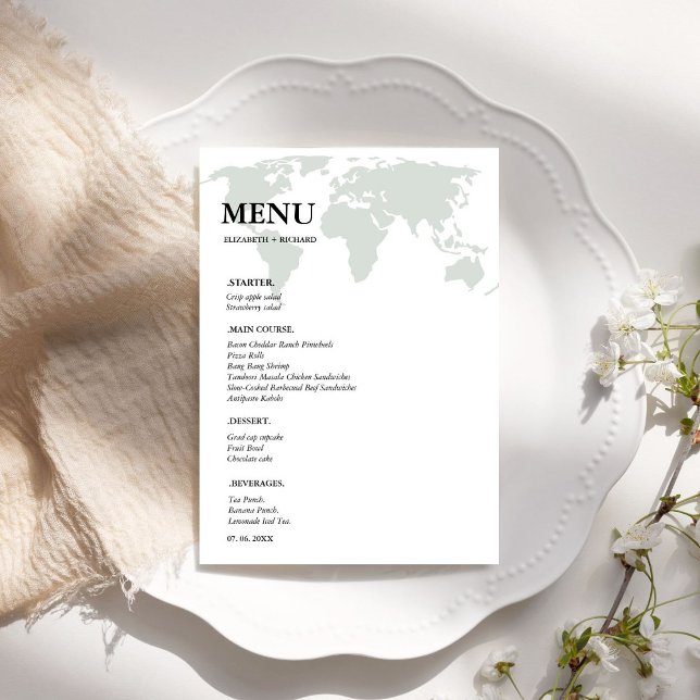 Destination Travel Word wedding Bridal Shower Menu (Creator Uploaded)