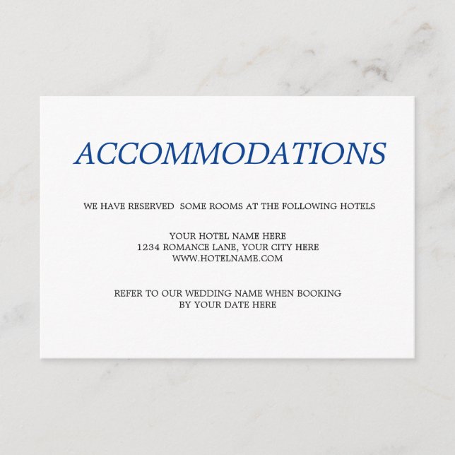 Destination Tropical Beach Wedding Accommodations Enclosure Card (Front)