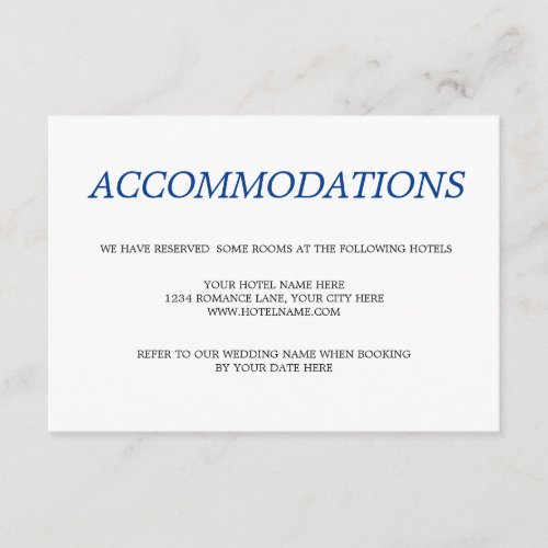 Destination Tropical Beach Wedding Accommodations Enclosure Card