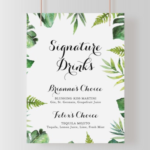 Destination Tropical Green Signature Drinks Sign