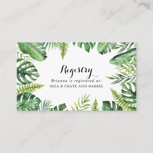 Destination Tropical Green Wedding Gift Registry Enclosure Card