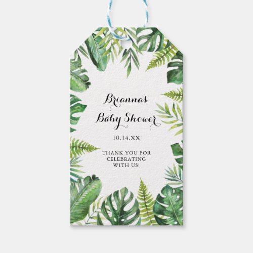 Destination Tropical Greenery Baby Shower Gift Tags