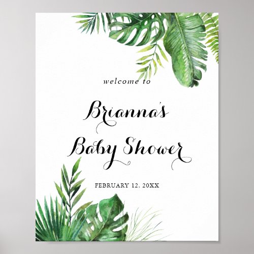 Destination Tropical Greenery Baby Shower Welcome Poster