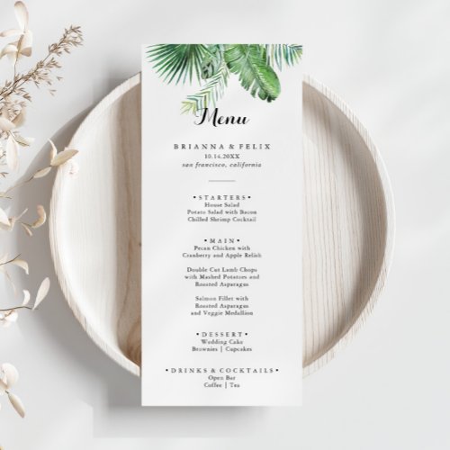 Destination Tropical Greenery Calligraphy Dinner
