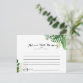 Destination Tropical Greenery Wedding Advice Card (Standing Front)
