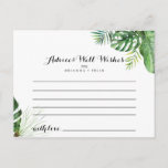 Destination Tropical Greenery Wedding Advice Card<br><div class="desc">This destination tropical greenery wedding advice card is perfect for a simple wedding. The design features hand-painted watercolor green palm and banana leaves neatly arranged into beautiful bouquets. These cards are perfect for a wedding, bridal shower, baby shower, graduation party & more. Personalize the cards with the names of the...</div>