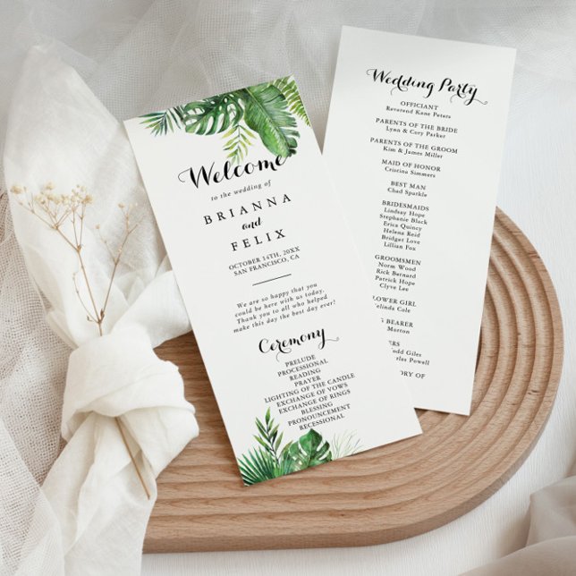 Destination Tropical Greenery Wedding Program (Creator Uploaded)