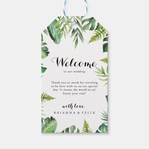 Destination Tropical Greenery Wedding Welcome Gift Tags