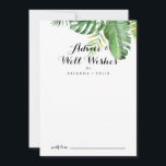 Destination Tropical Greenery Wedding Well Wishes Advice Card<br><div class="desc">This destination tropical greenery wedding well wishes advice card is perfect for a simple wedding. The design features hand-painted watercolor green palm and banana leaves neatly arranged into beautiful bouquets. These cards are perfect for a wedding, bridal shower, baby shower, graduation party & more. Personalize the cards with the names...</div>