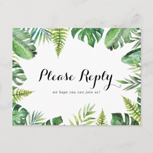 Destination Tropical Menu Choice RSVP Postcard