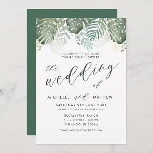 Destination Tropical Watercolor Wedding Invitation