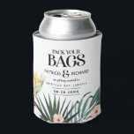 Destination Tropical Wedding Save The Date Can Cooler<br><div class="desc">Meet Us In Destination Wedding Teal Save The Date Can Cooler</div>