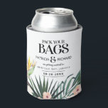 Destination Tropical Wedding Save The Date Can Cooler<br><div class="desc">Meet Us In Destination Wedding Teal Save The Date Can Cooler</div>