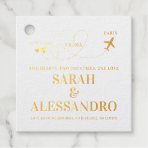 Destination Wedding Airplane Heart Foil Favor Tags