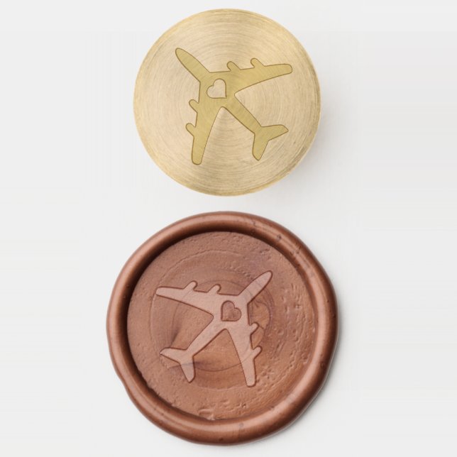 Destination Wedding Airplane Heart Wax Seal Stamp (Stamped)