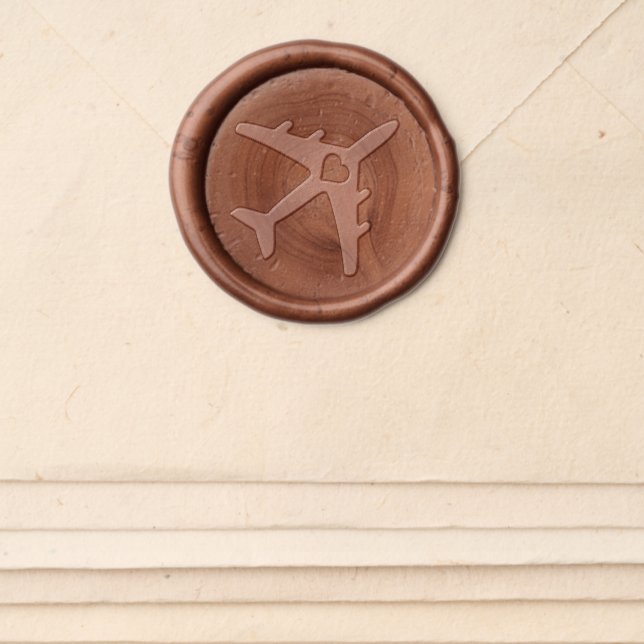 Destination Wedding Airplane Heart Wax Seal Sticker (Front)