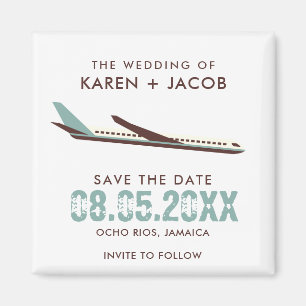 Destination Wedding Airplane Save the Date Magnet