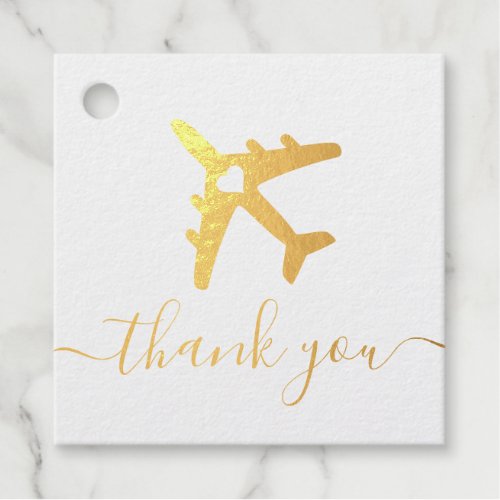 Destination Wedding Airplane Travel Thank You Foil Favor Tags