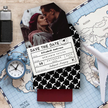 Destination Wedding B&w Travel Luggage Tag Photo Save The Date by fatfatin_blue_knot at Zazzle