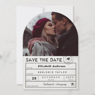 Destination Wedding B&W Travel Luggage Tag Photo Save The Date