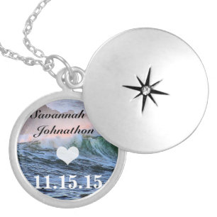 Destination Wedding Beach Your Photo Anniversary Silver Plated Necklace
