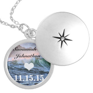 Destination Wedding Beach Your Photo Anniversary Silver Plated Necklace