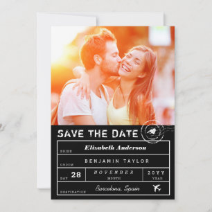 Destination Wedding Black White Luggage Tag Photo Save The Date