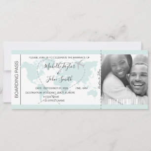 Destination Wedding Boarding Pass Heart Plane Icon Invitation