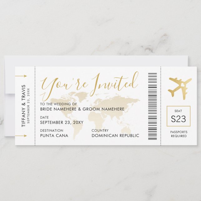 Destination Wedding Boarding Pass Invitation (Front)