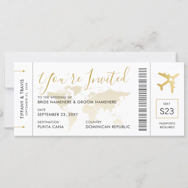 Destination Wedding Boarding Pass Invitation 