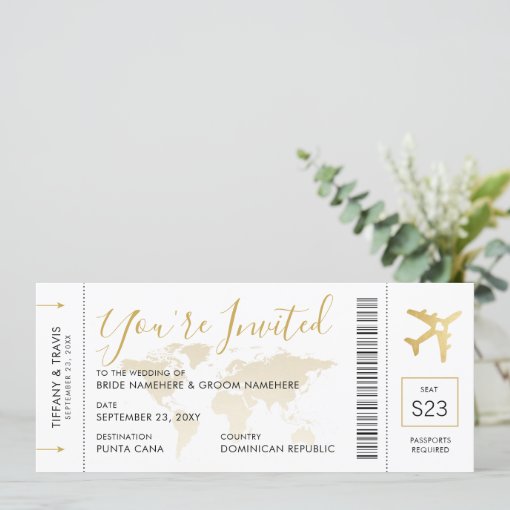 Destination Wedding Boarding Pass Invitation | Zazzle