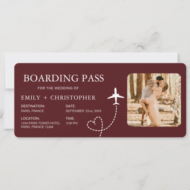 Destination Wedding Boarding Pass Plane Ticket (Front)