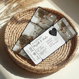 Destination Wedding Boarding Pass Plane Ticket Invitation