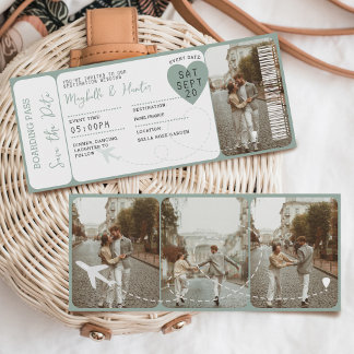 Destination Wedding Boarding Pass Plane Ticket Invitation