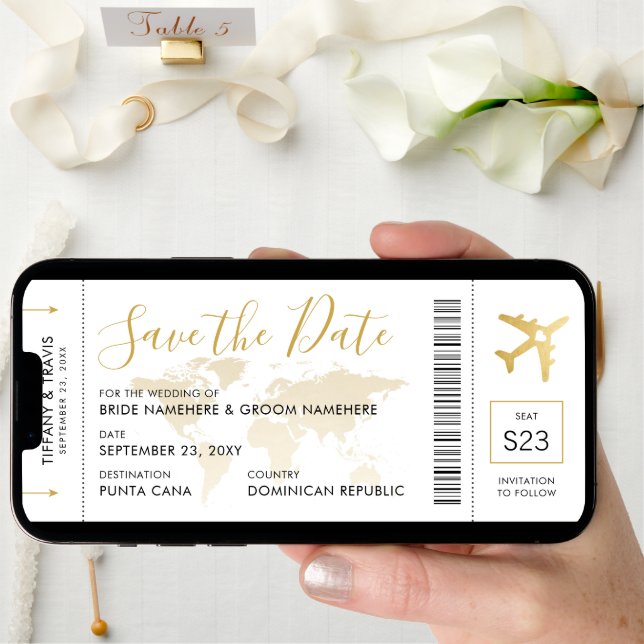Destination Wedding Boarding Pass Save the Date (Front Digital)
