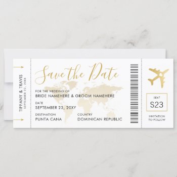 Destination Wedding Boarding Pass Save The Date by PaperGrapeTravel at Zazzle