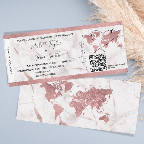 Destination Wedding Boarding Pass Ticket QR Code Invitation