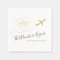 Destination Wedding Bridal Shower Custom Airplane Napkins